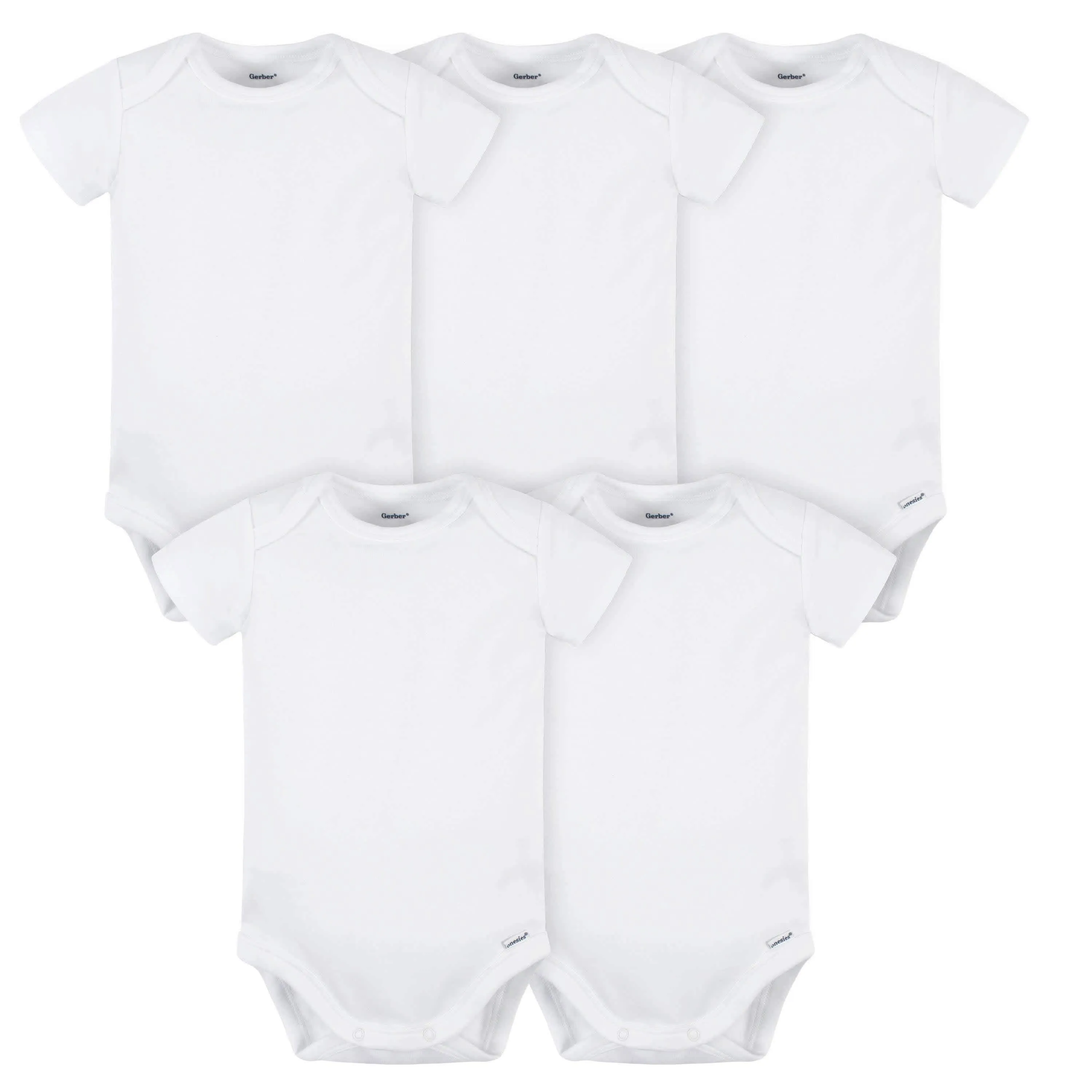 5-Pack Baby White Premium Short Sleeve Onesies Bodysuits Gerber Childrenswea