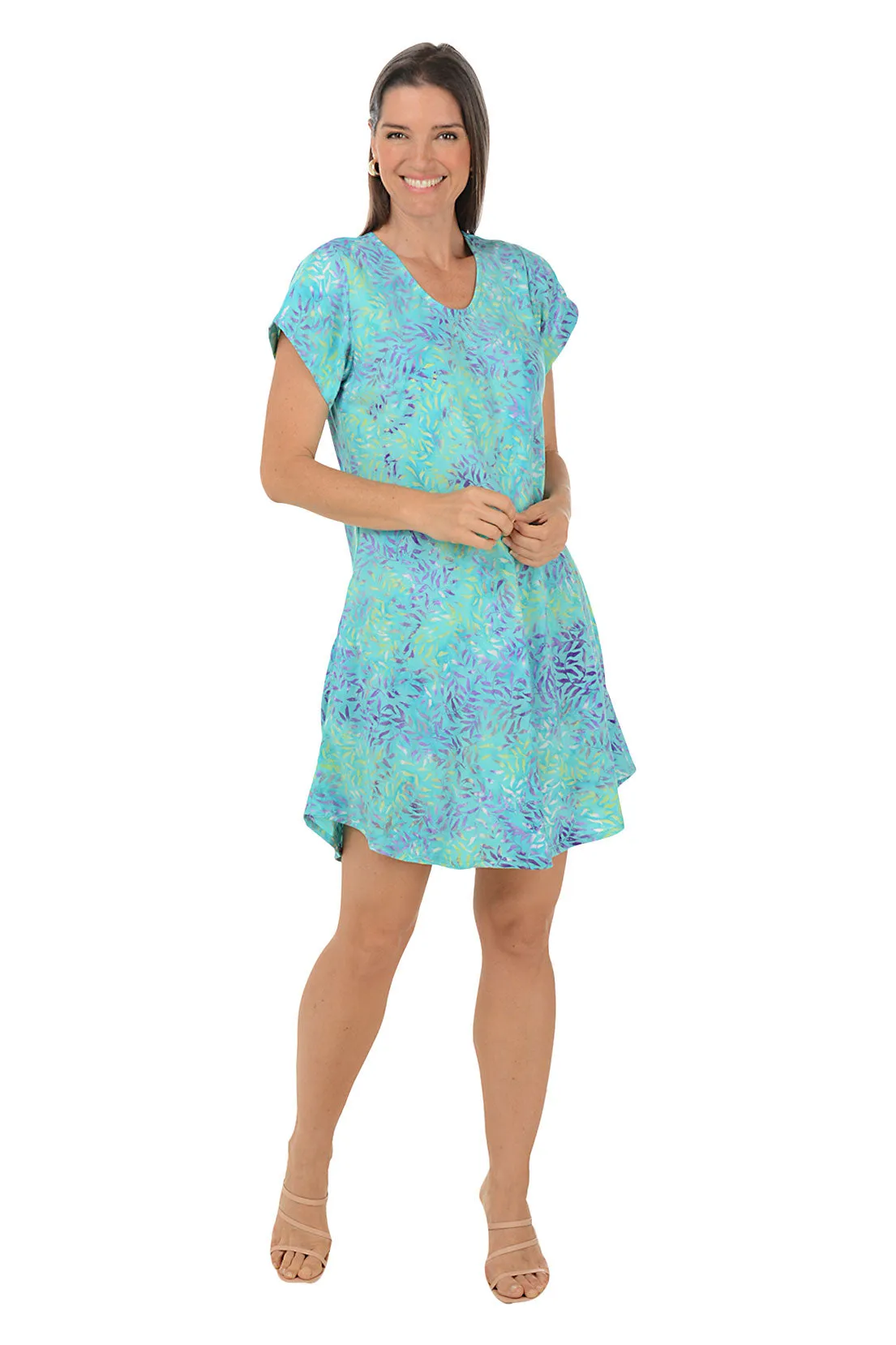 Aqua Bloom Short Sleeve Dress