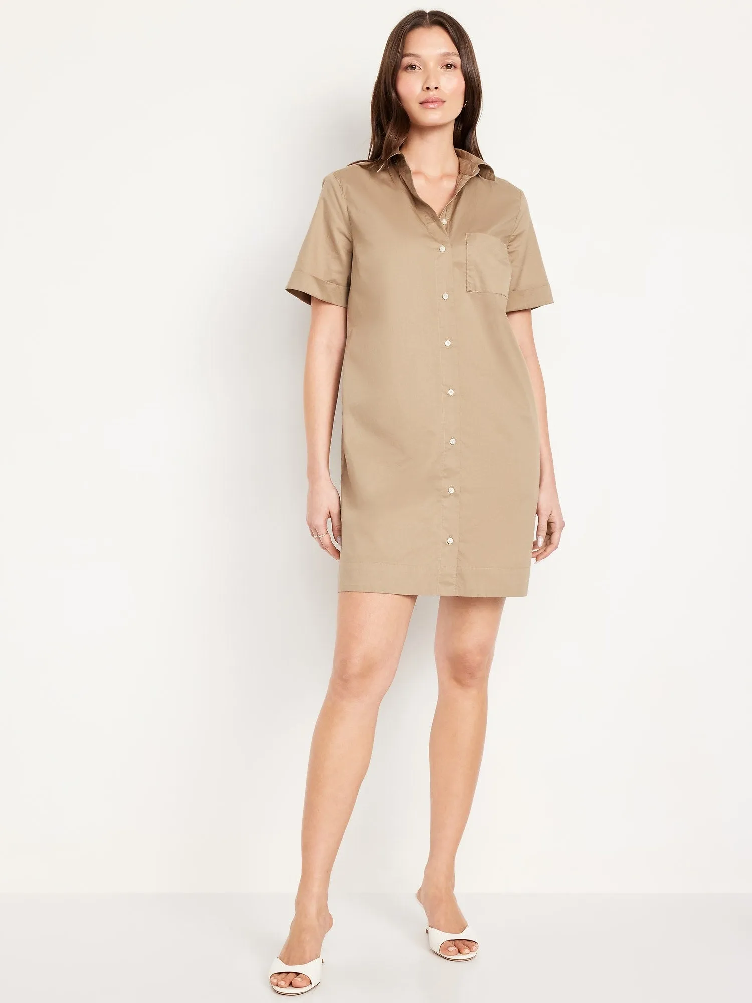 Button-Down Mini Shirt Dress