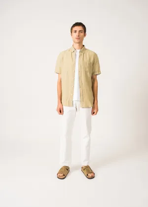 Chemise  manches courtes Clment - en popeline de lin (AMANDIER)