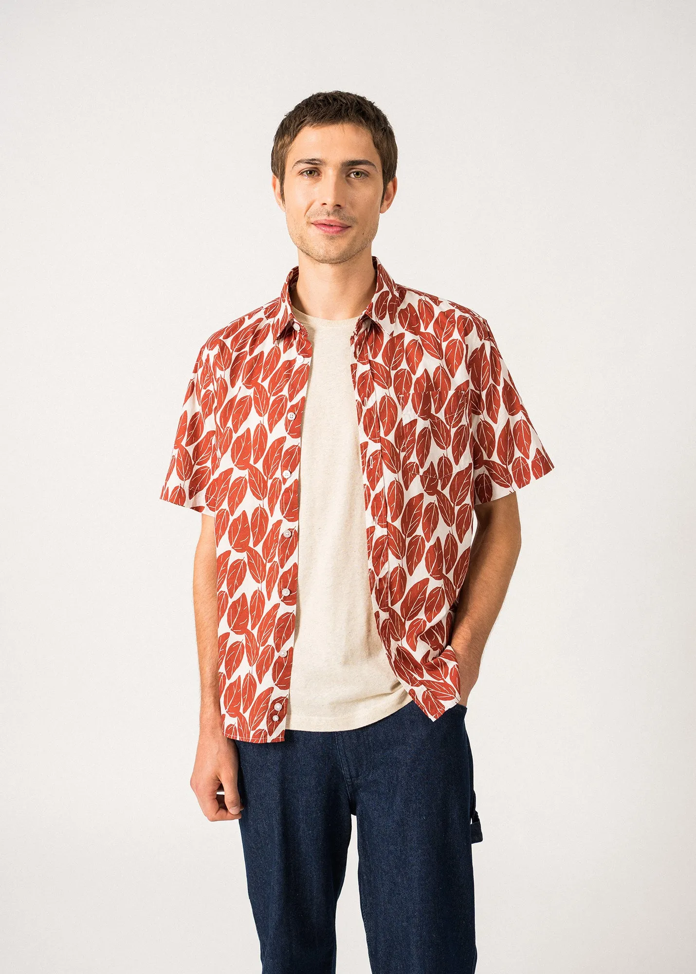 Chemise  motifs Franck - manches courtes (TERRA FEUILLE)