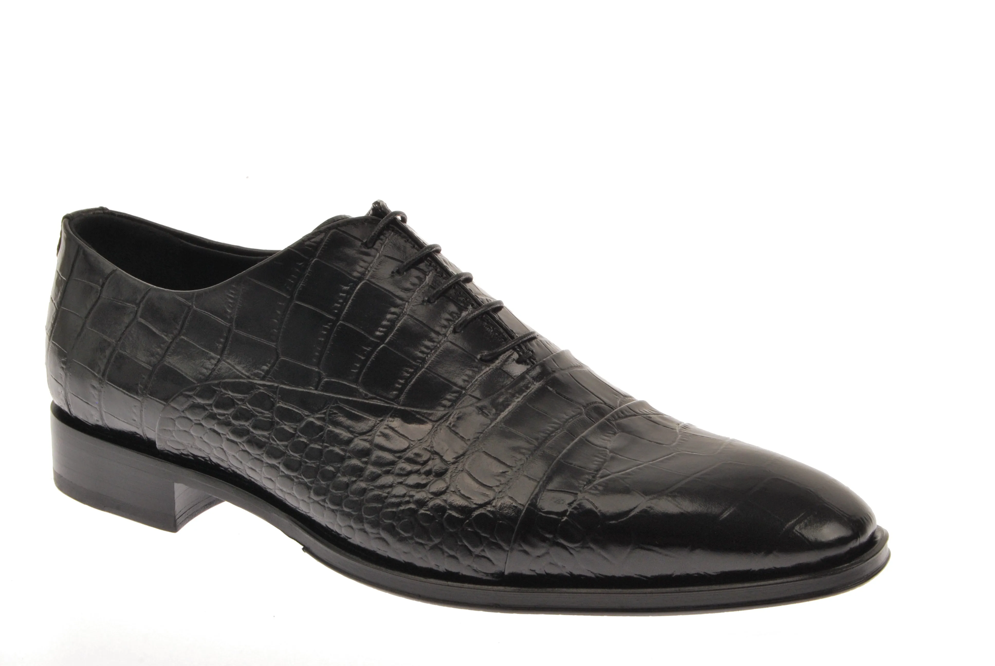 Clearance Price Black Crocodile Embossed Lace Up Shoe  Limited Stock!