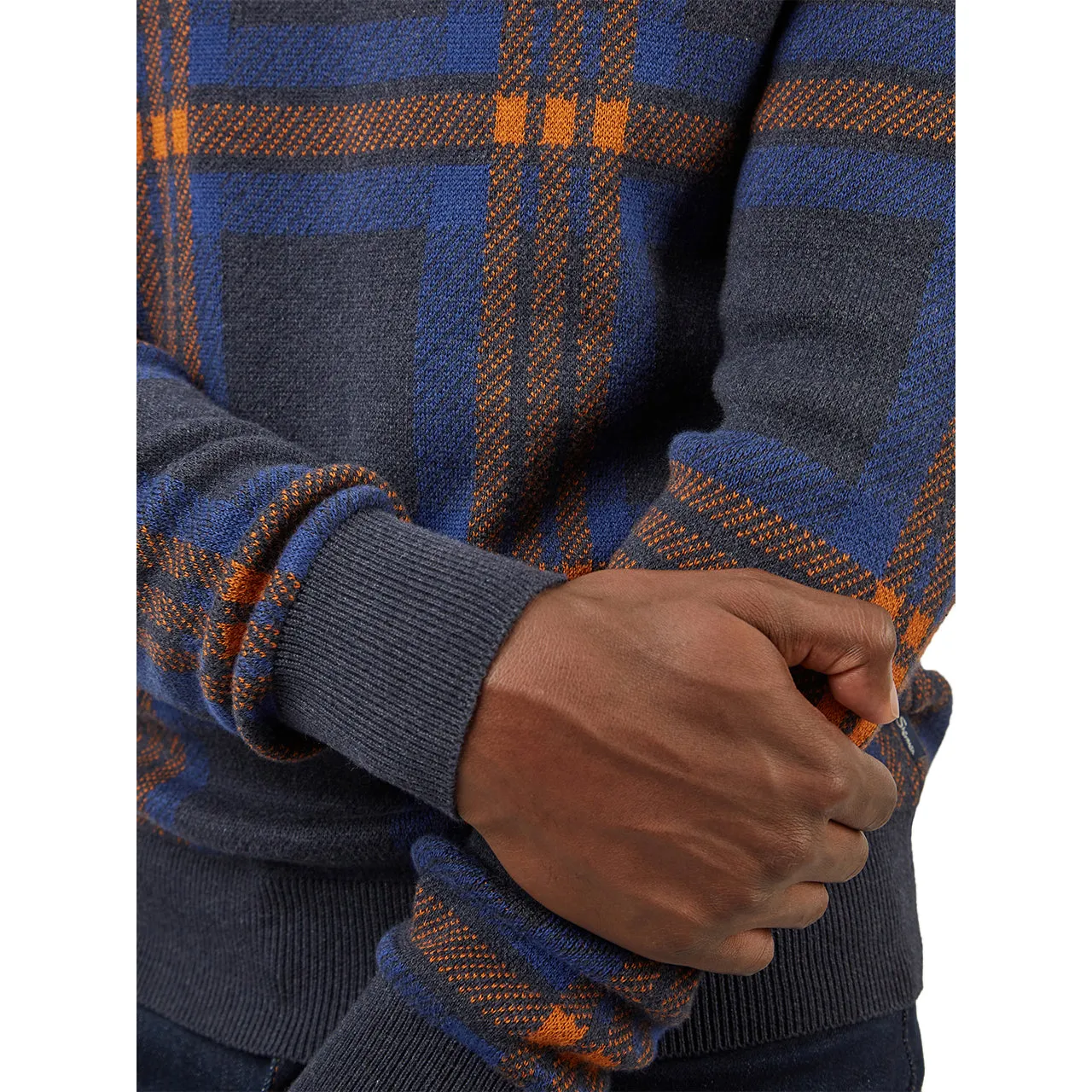 Clearance Price Jacquard Check Crew Neck Sweater  Last Chance!