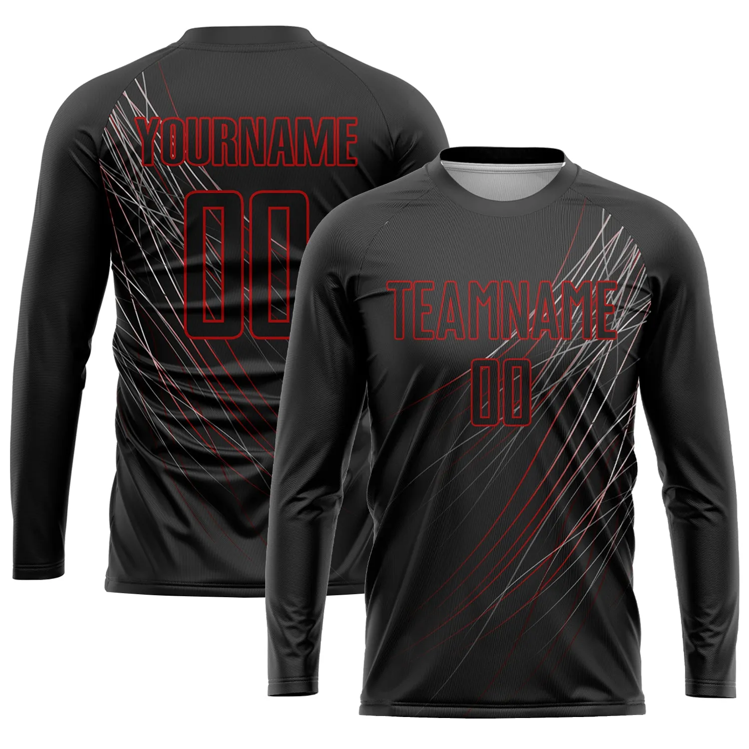 Custom Black Black-Red Sublimation Soccer Uniform Jersey FansIdea