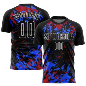 Custom Black Black Royal-Red Sublimation Soccer Uniform Jersey FansIdea