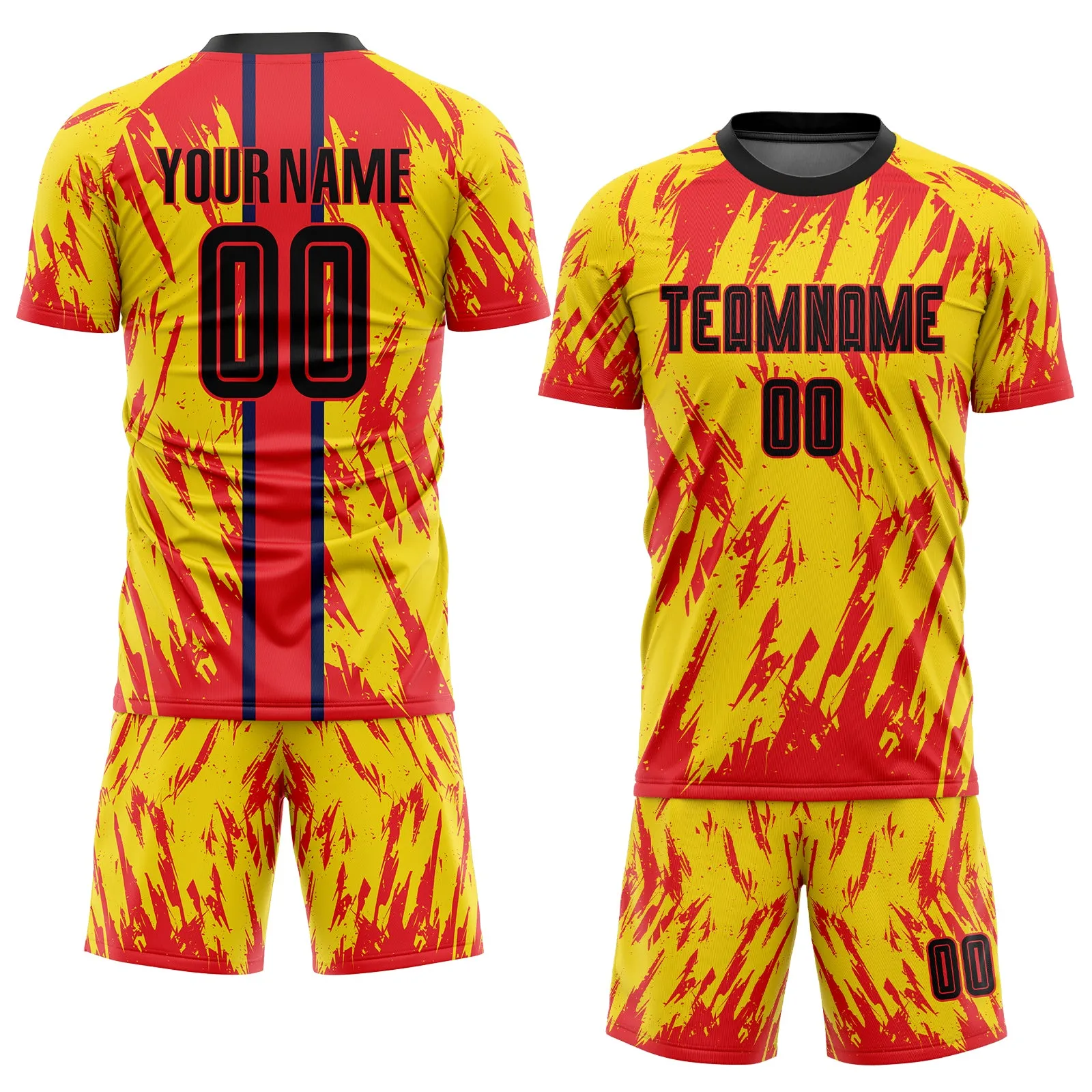 Custom Gold Black-Red Sublimation Soccer Uniform Jersey FansIdea