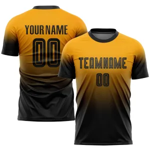 Custom Gold Black Sublimation Fade Fashion Soccer Uniform Jersey FansIdea