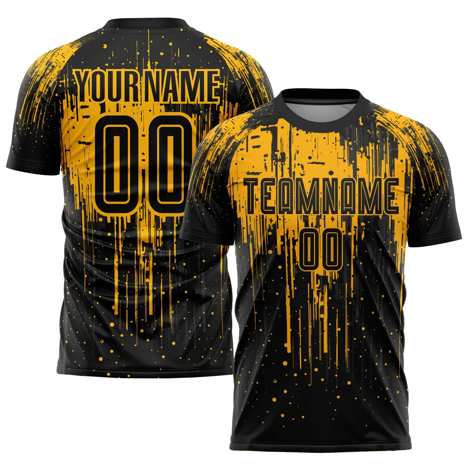 Custom Gold Black Sublimation Soccer Uniform Jersey FansIdea