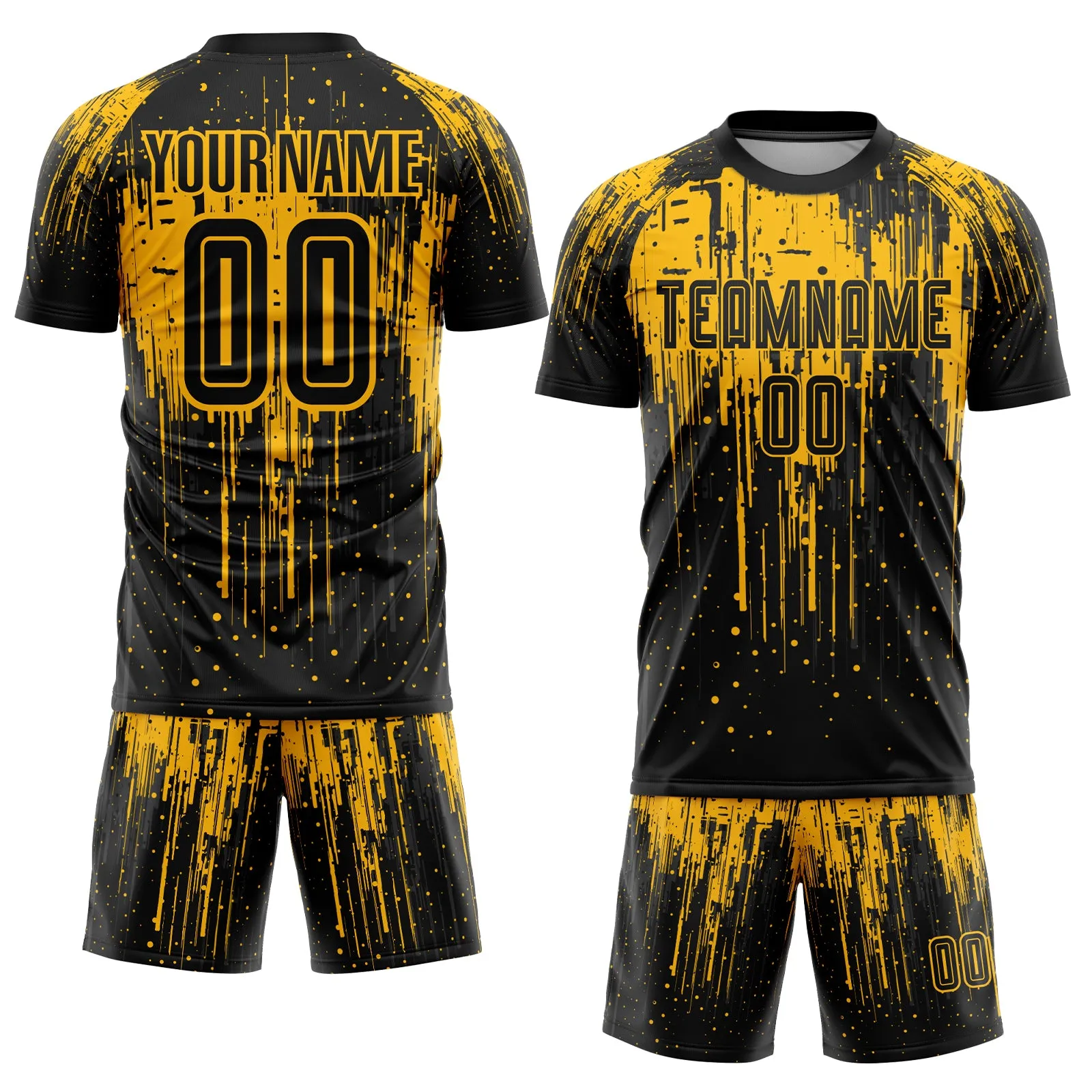 Custom Gold Black Sublimation Soccer Uniform Jersey FansIdea