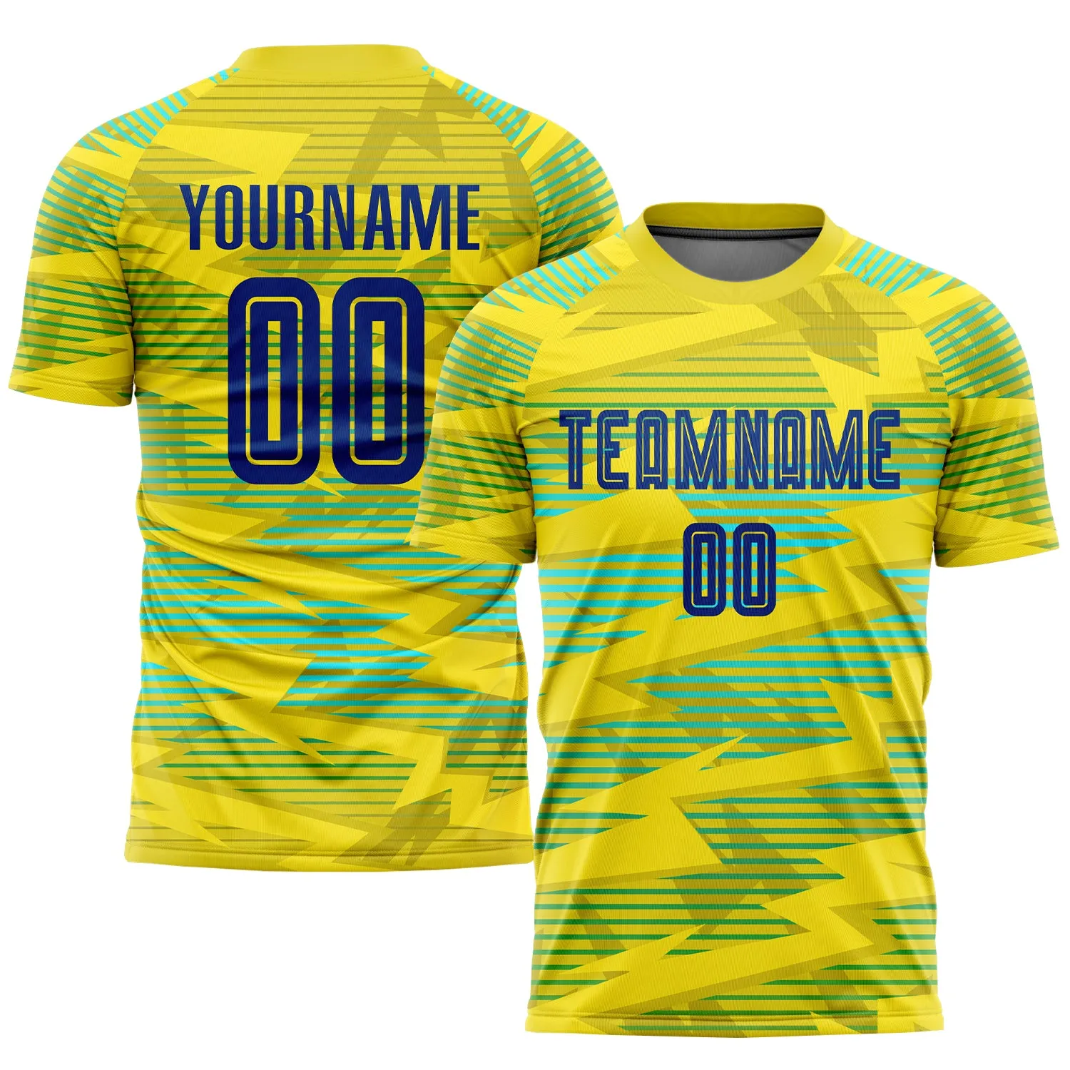 Custom Gold Royal-Light Blue Away Sublimation Soccer Uniform Jersey FansIdea