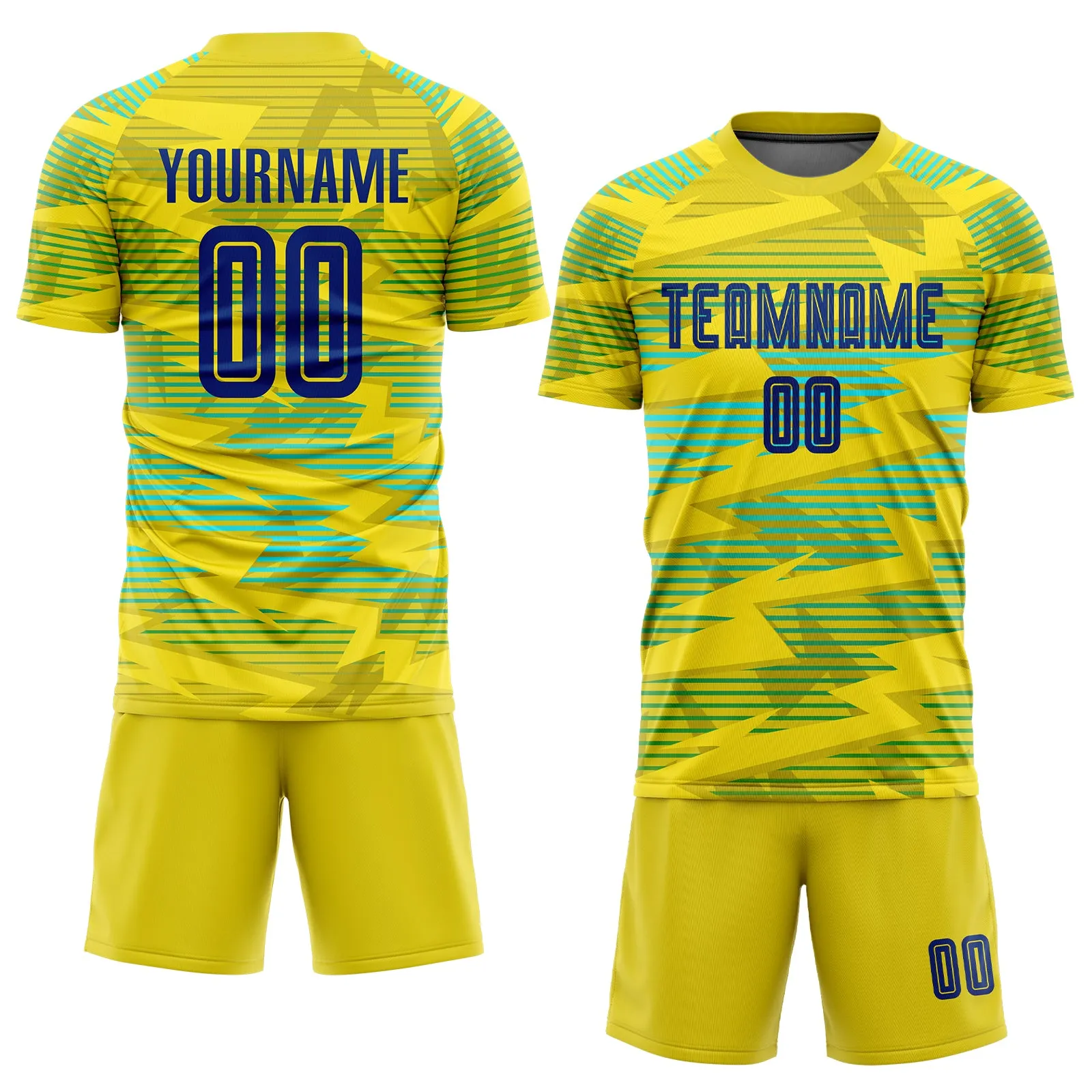 Custom Gold Royal-Light Blue Away Sublimation Soccer Uniform Jersey FansIdea
