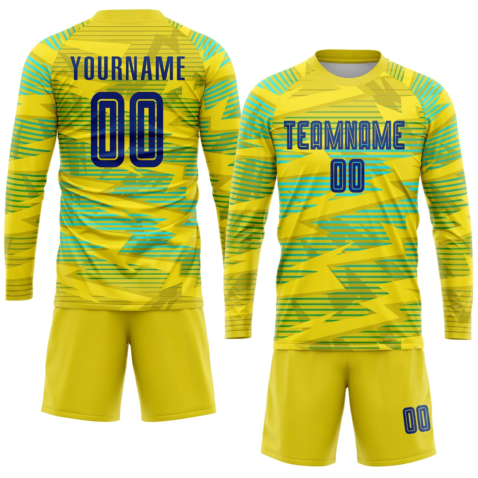 Custom Gold Royal-Light Blue Away Sublimation Soccer Uniform Jersey FansIdea