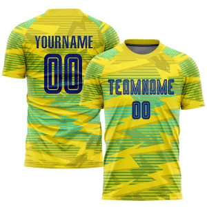 Custom Gold Royal-Light Blue Away Sublimation Soccer Uniform Jersey FansIdea