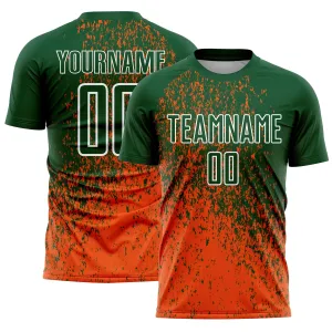 Custom Green Orange-White Abstract Fragment Art Sublimation Soccer Uniform Jersey FansIdea