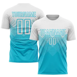 Custom Lakes Blue White Sublimation Soccer Uniform Jersey FansIdea
