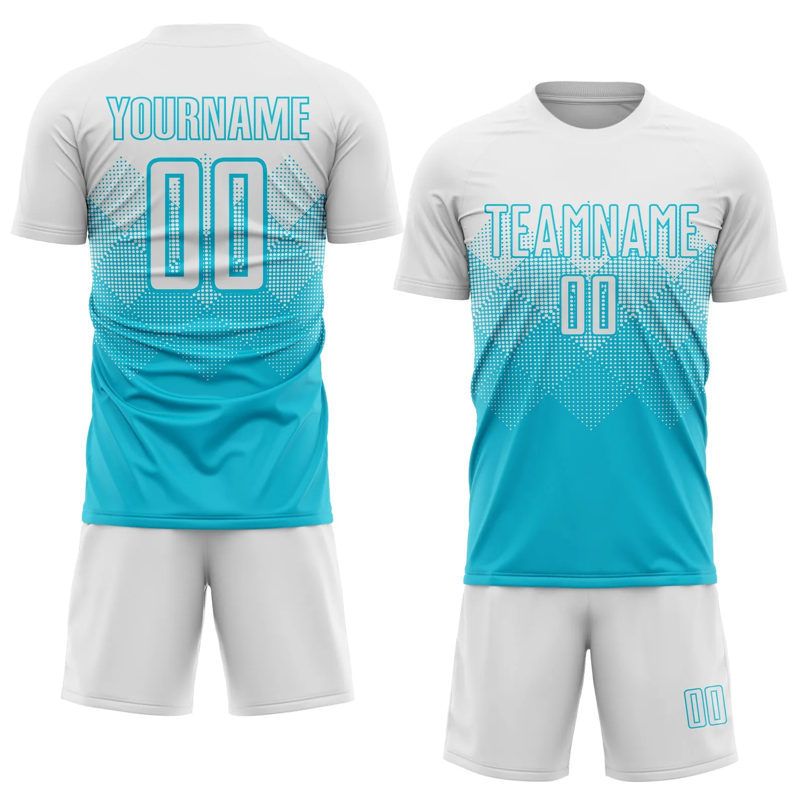 Custom Lakes Blue White Sublimation Soccer Uniform Jersey FansIdea