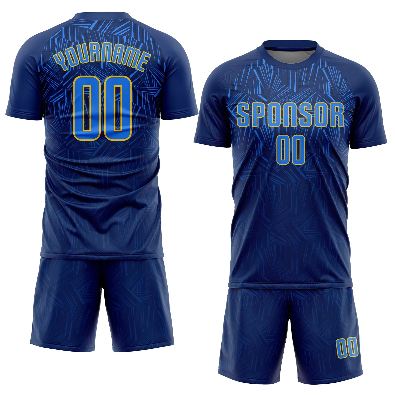 Custom Navy Royal-Gold Sublimation Soccer Uniform Jersey FansIdea