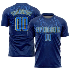 Custom Navy Royal-Gold Sublimation Soccer Uniform Jersey FansIdea
