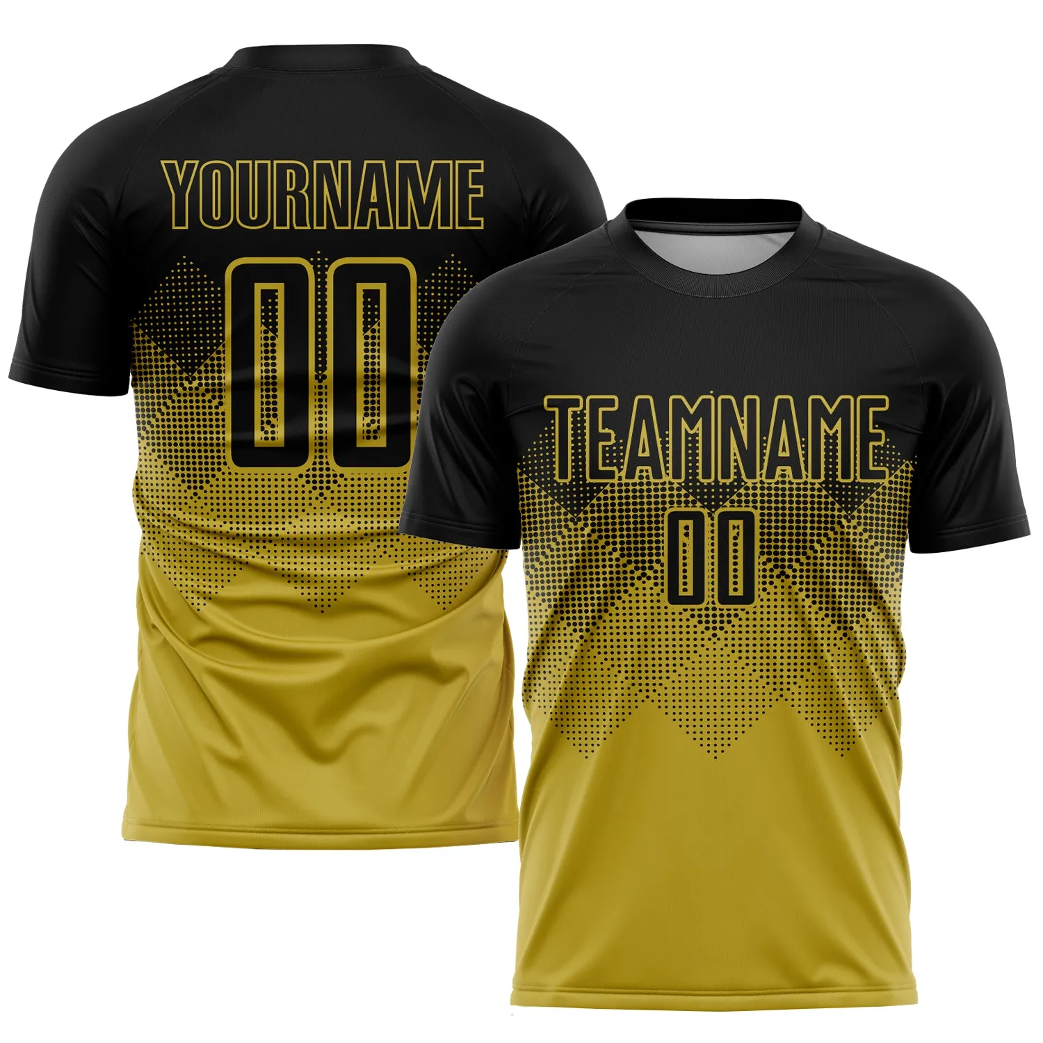 Custom Old Gold Black Sublimation Soccer Uniform Jersey FansIdea