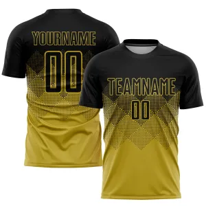 Custom Old Gold Black Sublimation Soccer Uniform Jersey FansIdea