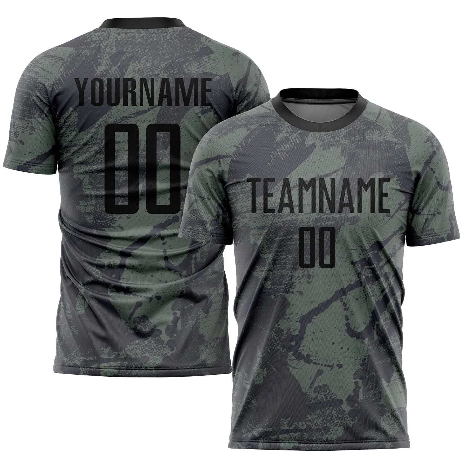 Custom Olive Black Sublimation Salute To Service Soccer Uniform Jersey FansIdea