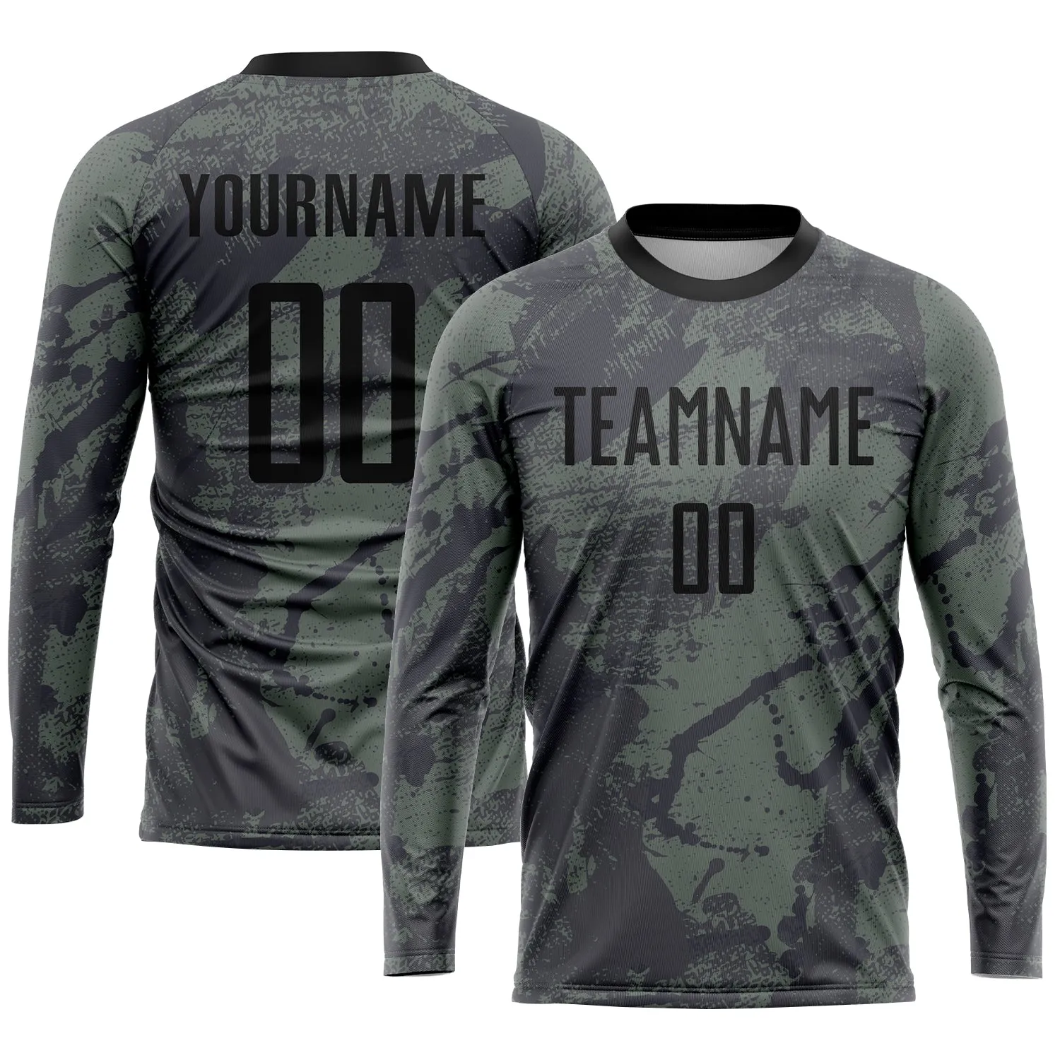 Custom Olive Black Sublimation Salute To Service Soccer Uniform Jersey FansIdea