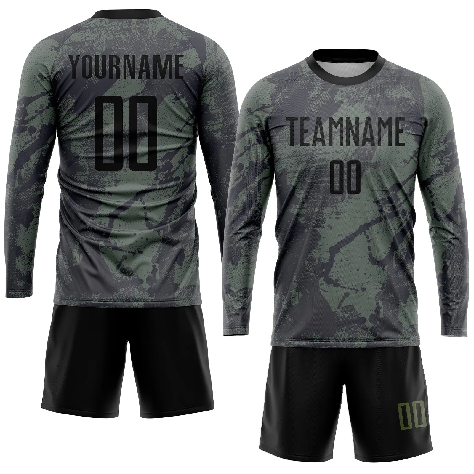 Custom Olive Black Sublimation Salute To Service Soccer Uniform Jersey FansIdea