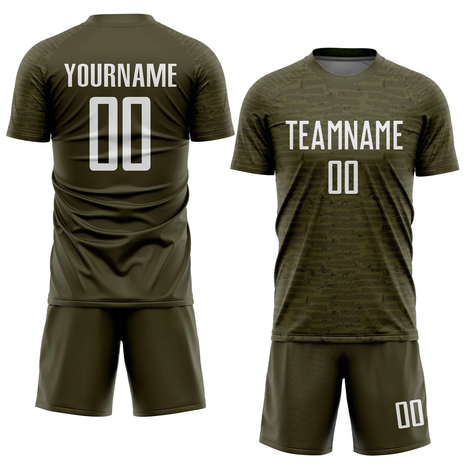 Custom Olive White Sublimation Salute To Service Soccer Uniform Jersey FansIdea