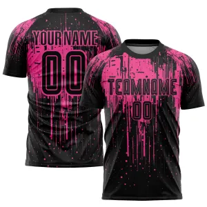 Custom Pink Black Sublimation Soccer Uniform Jersey FansIdea