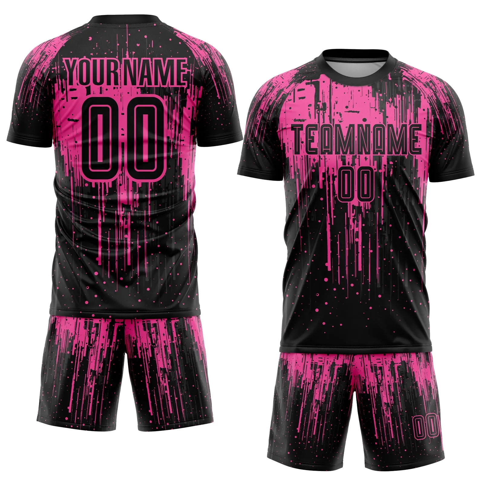 Custom Pink Black Sublimation Soccer Uniform Jersey FansIdea
