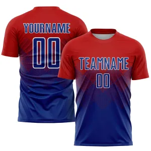Custom Red Royal-White Sublimation Soccer Uniform Jersey FansIdea