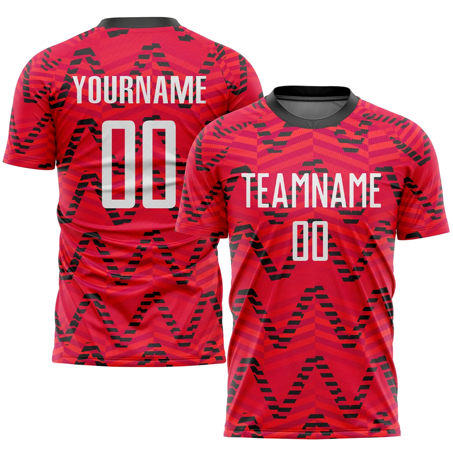 Custom Red White-Black Sublimation Soccer Uniform Jersey FansIdea