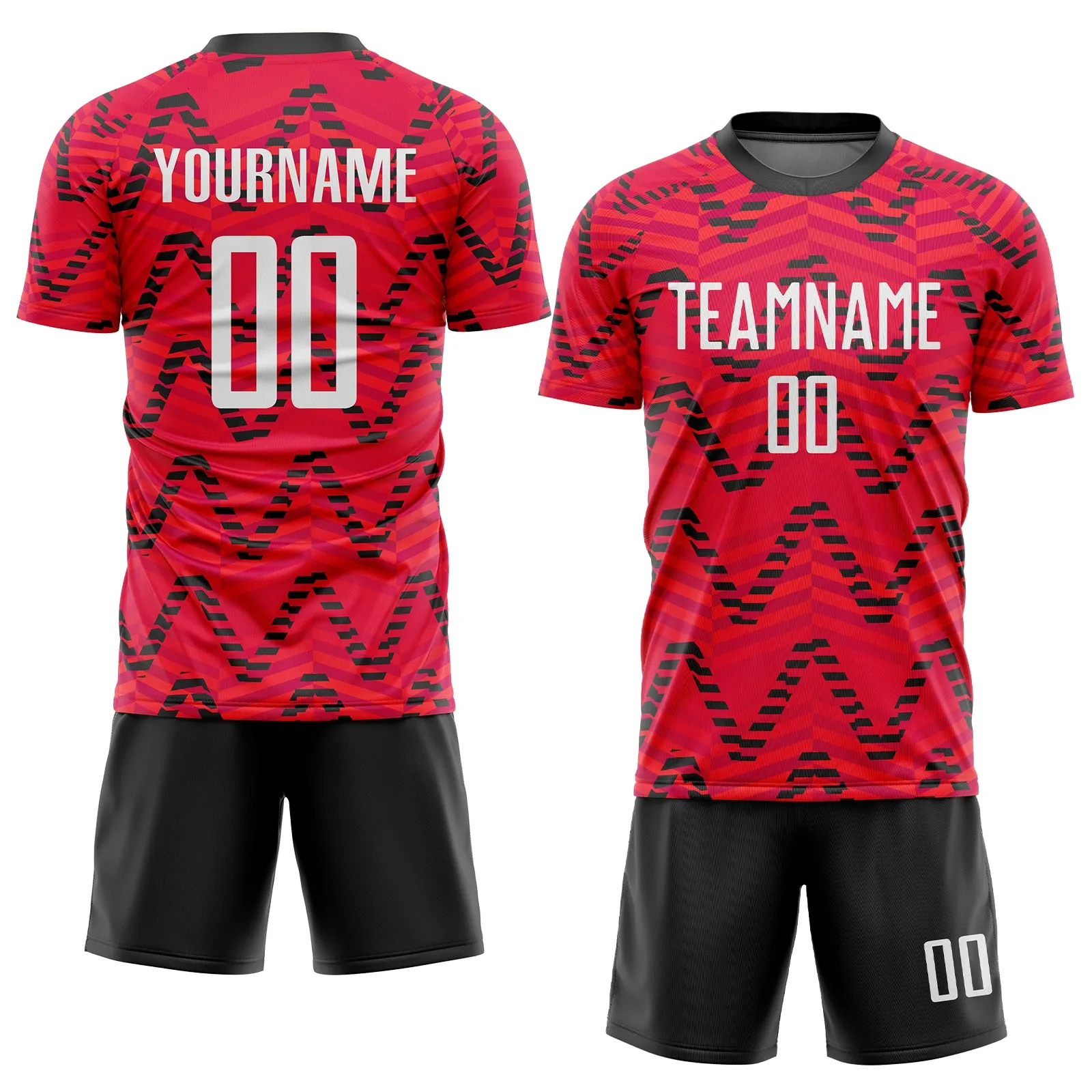 Custom Red White-Black Sublimation Soccer Uniform Jersey FansIdea