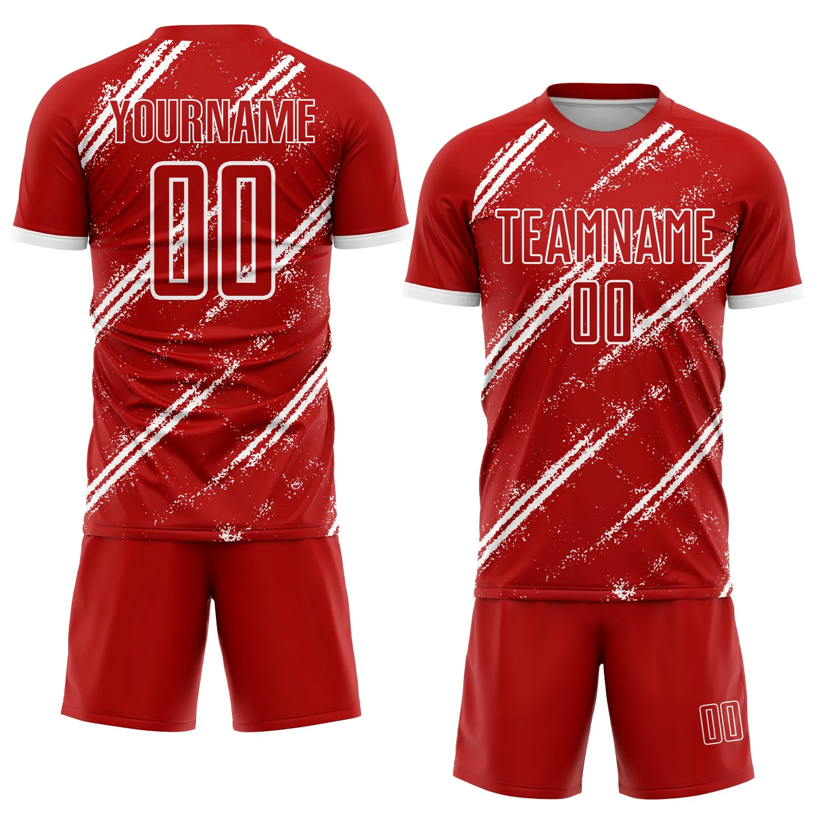 Custom Red White Sublimation Soccer Uniform Jersey FansIdea