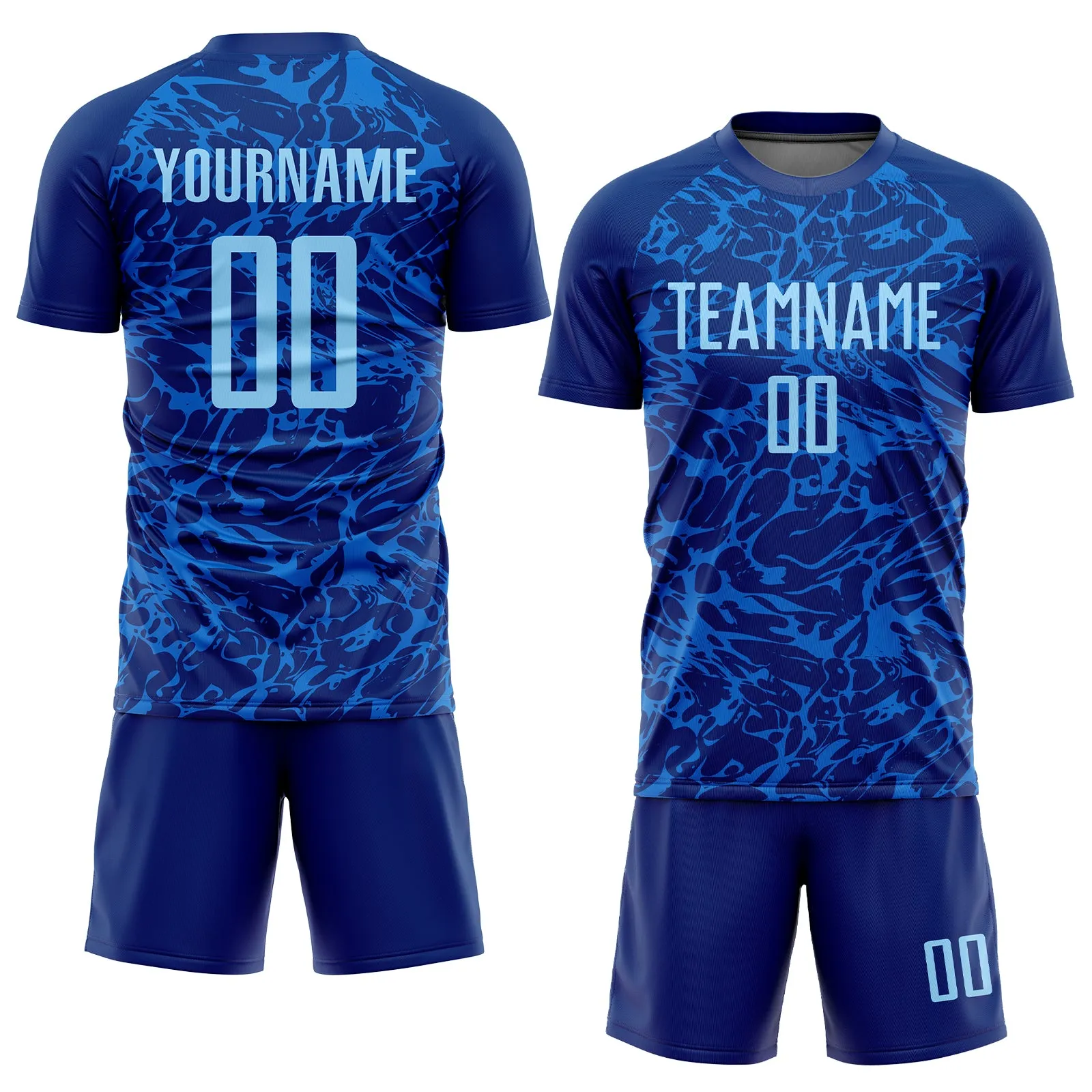 Custom Royal Light Blue Sublimation Soccer Uniform Jersey FansIdea