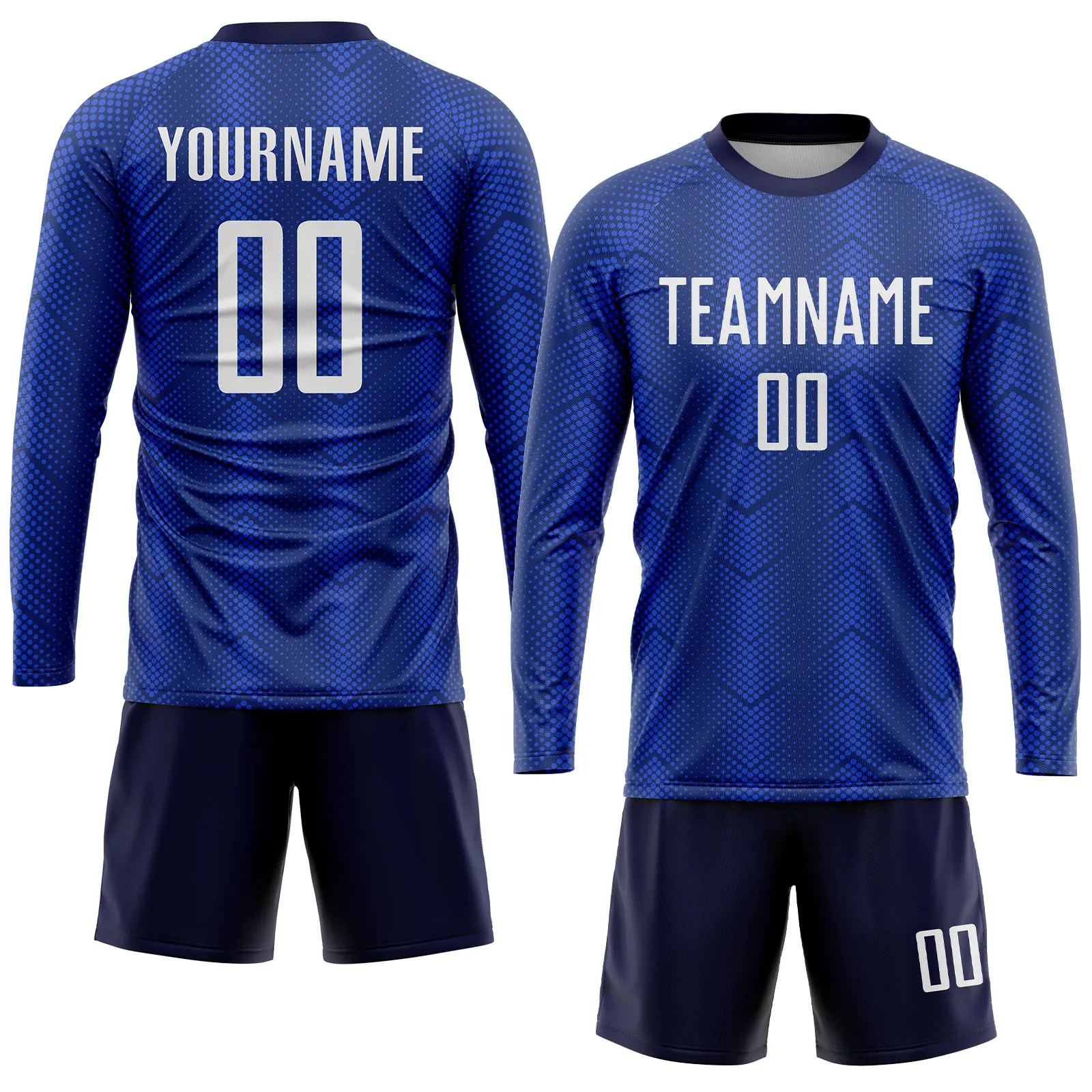 Custom Royal White-Navy Sublimation Soccer Uniform Jersey FansIdea