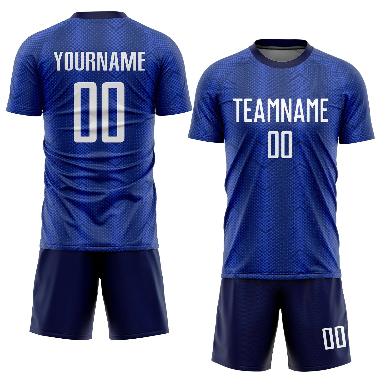 Custom Royal White-Navy Sublimation Soccer Uniform Jersey FansIdea