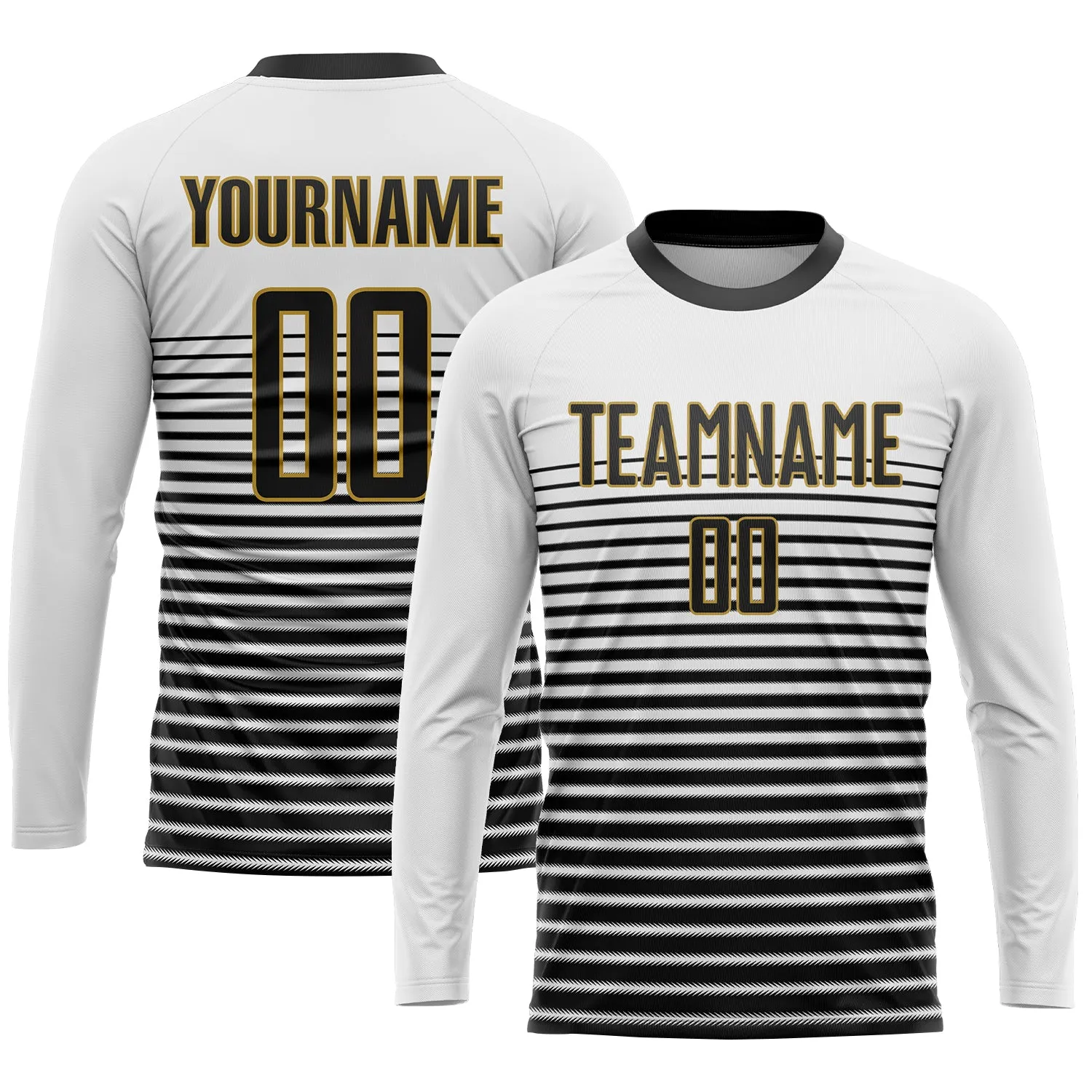 Custom White Black-Old Gold Sublimation Soccer Uniform Jersey FansIdea