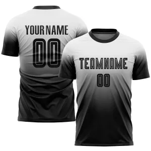 Custom White Black Sublimation Fade Fashion Soccer Uniform Jersey FansIdea