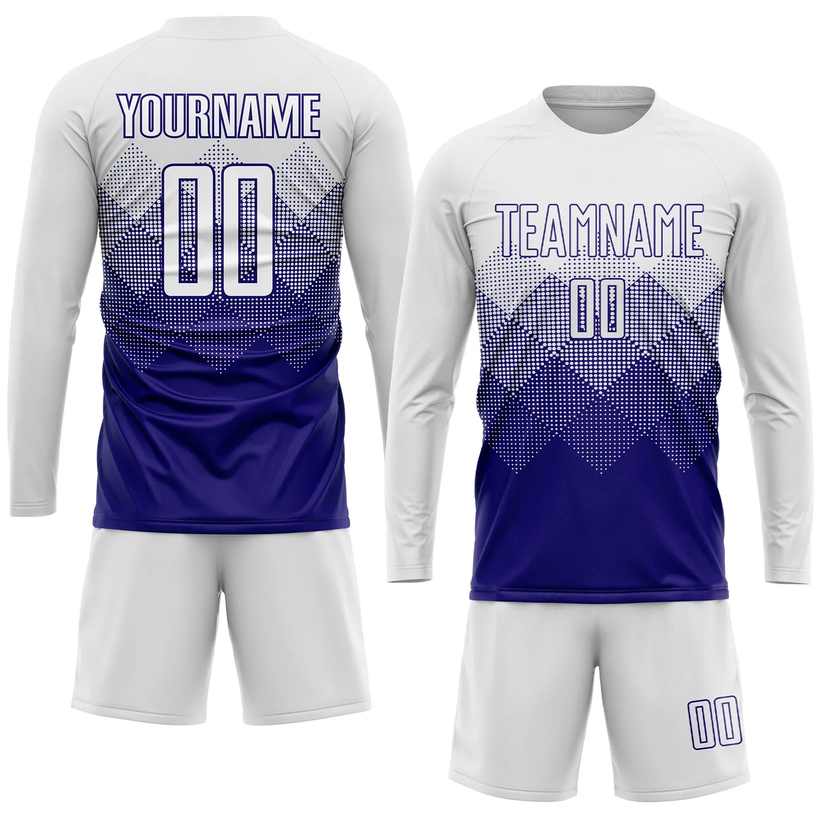 Custom White Dark Purple Sublimation Soccer Uniform Jersey FansIdea