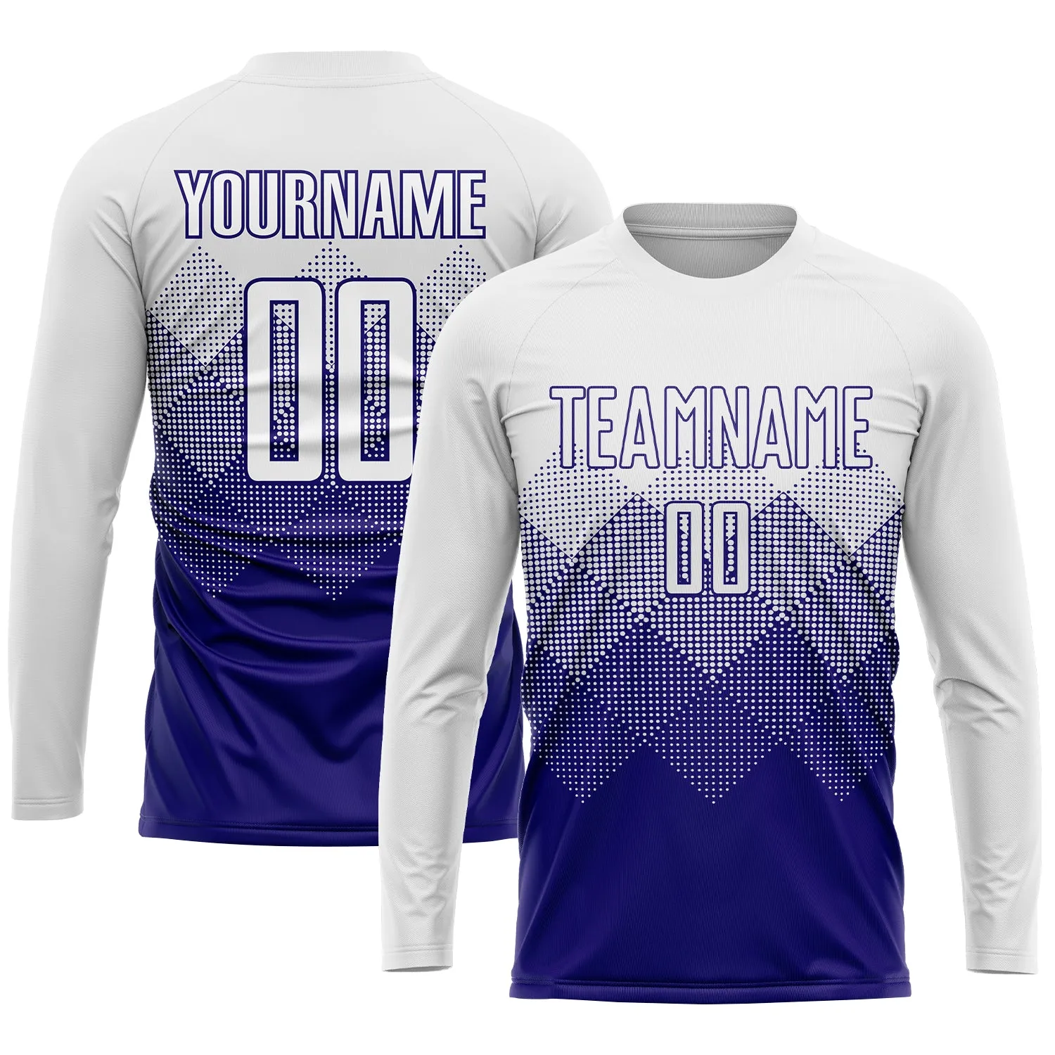 Custom White Dark Purple Sublimation Soccer Uniform Jersey FansIdea