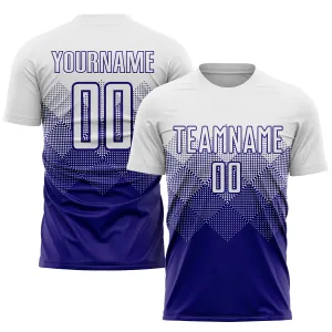 Custom White Dark Purple Sublimation Soccer Uniform Jersey FansIdea