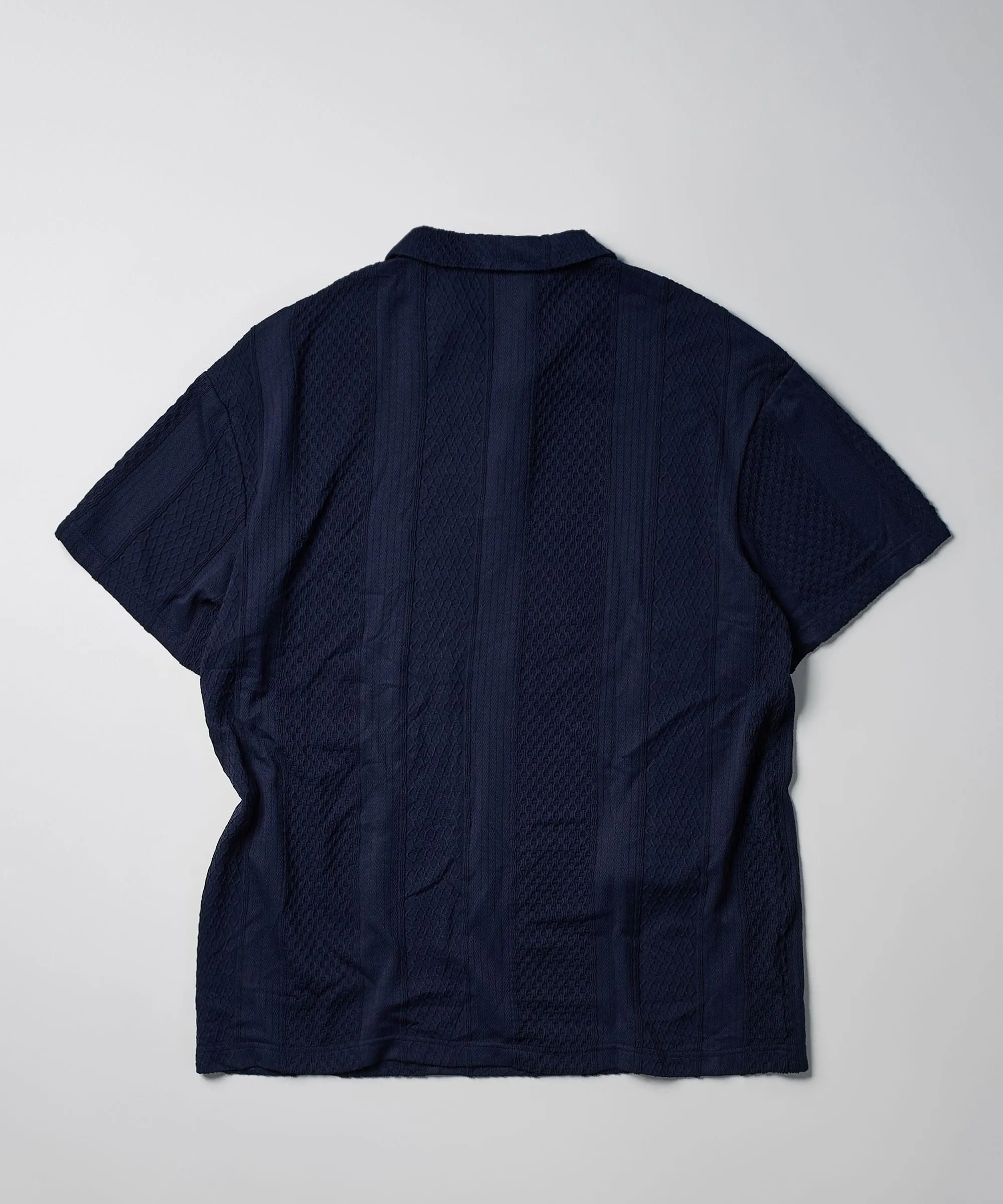 Customer Favorite Jacquard Knit Textured Polo Shirt - Navy  Limited Availability!