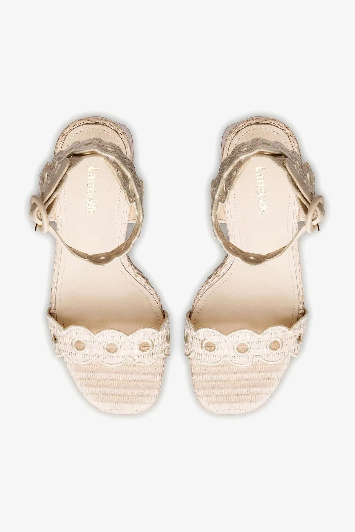 Dolly Broderie Sandal In Natural Raffia