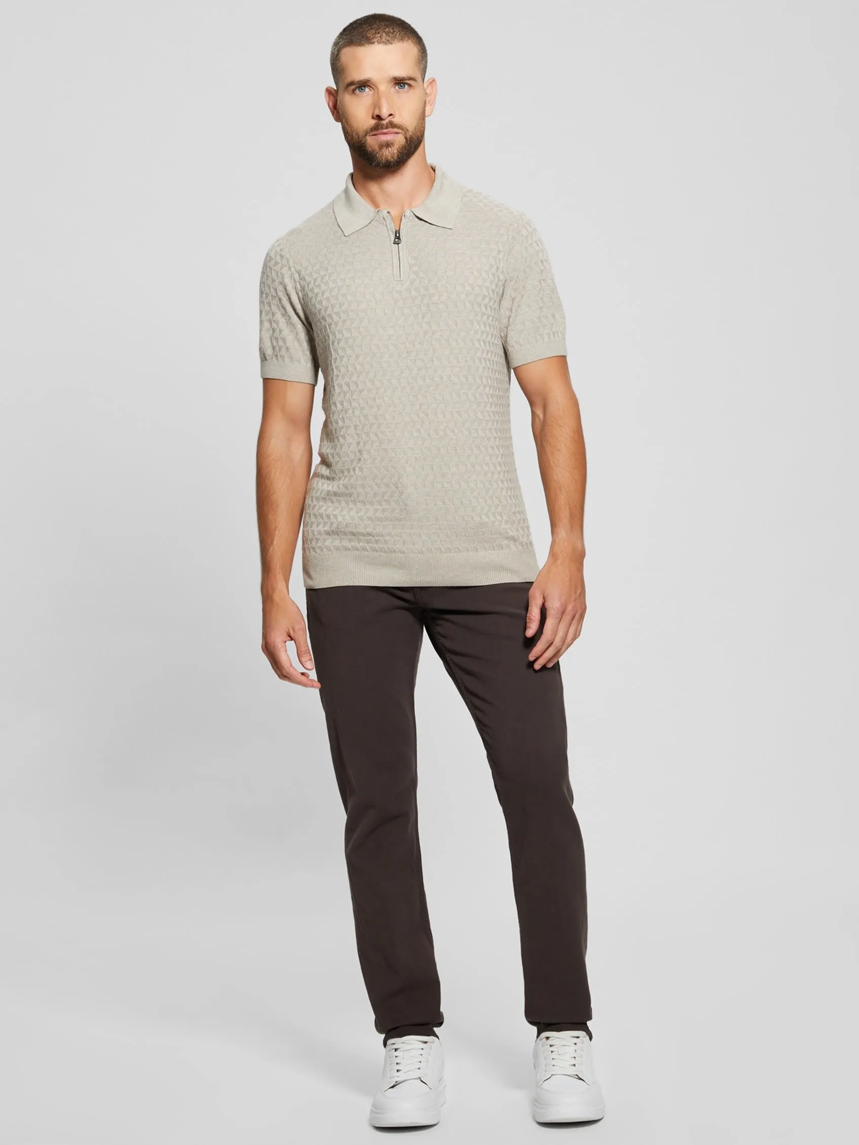 Exclusive Kyle Checkered Zip Short Sleeve Polo  Going Fast!