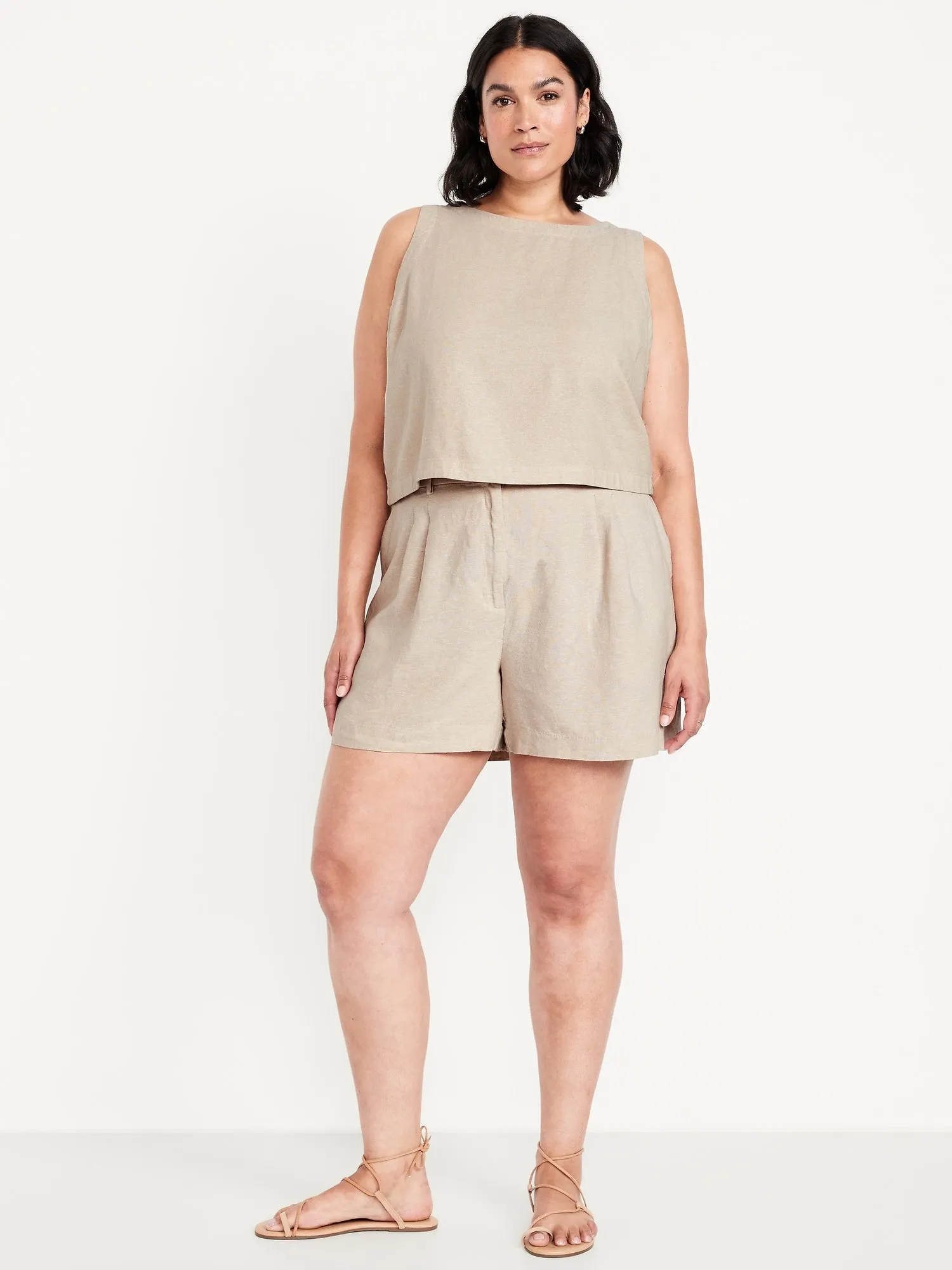 Extra High-Waisted Linen-Blend Taylor Trouser Shorts -- 5-inch inseam