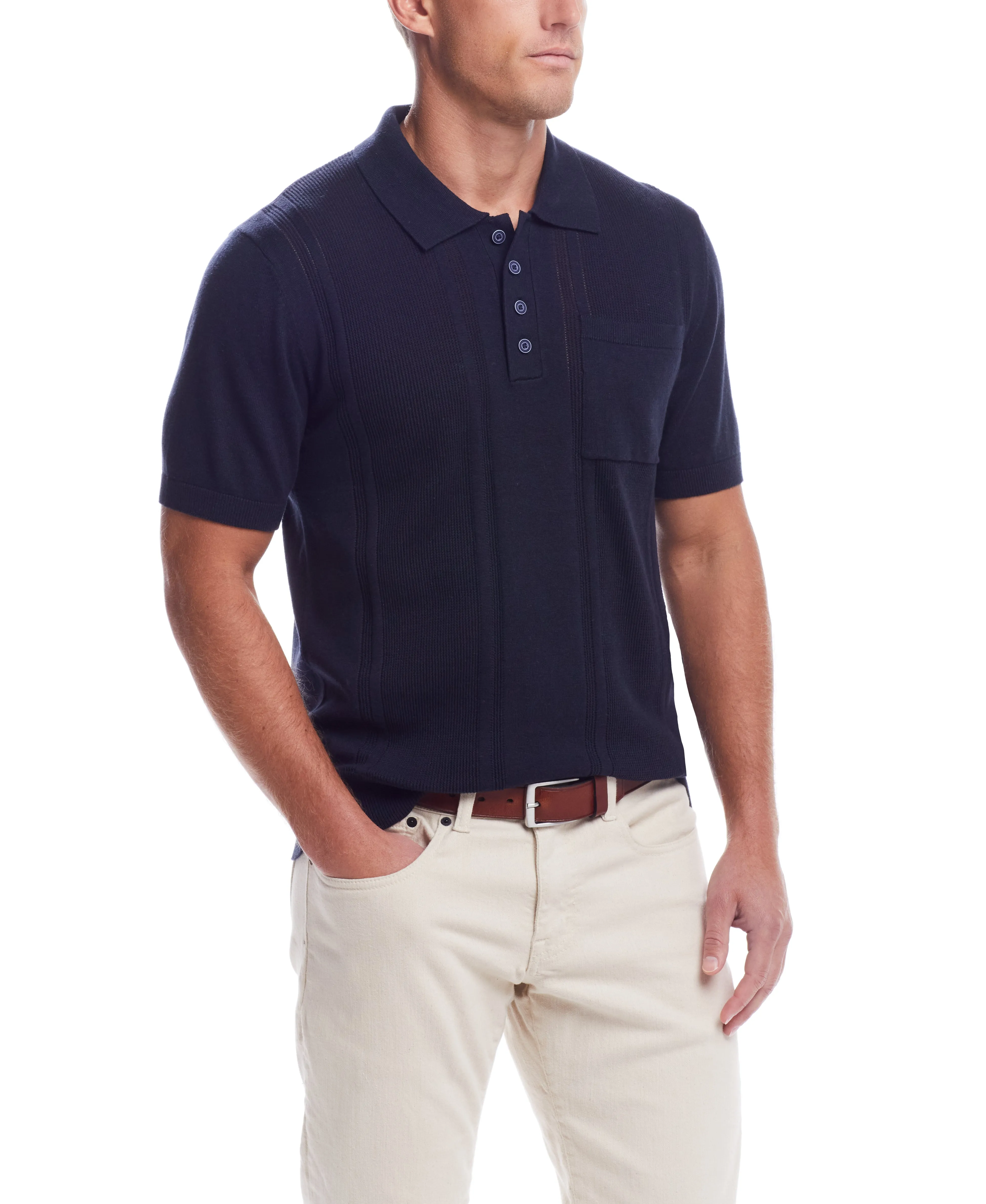 Final Few Weatherproof Vintage Men's Short Sleeves Polo Sweater  Going Fast!