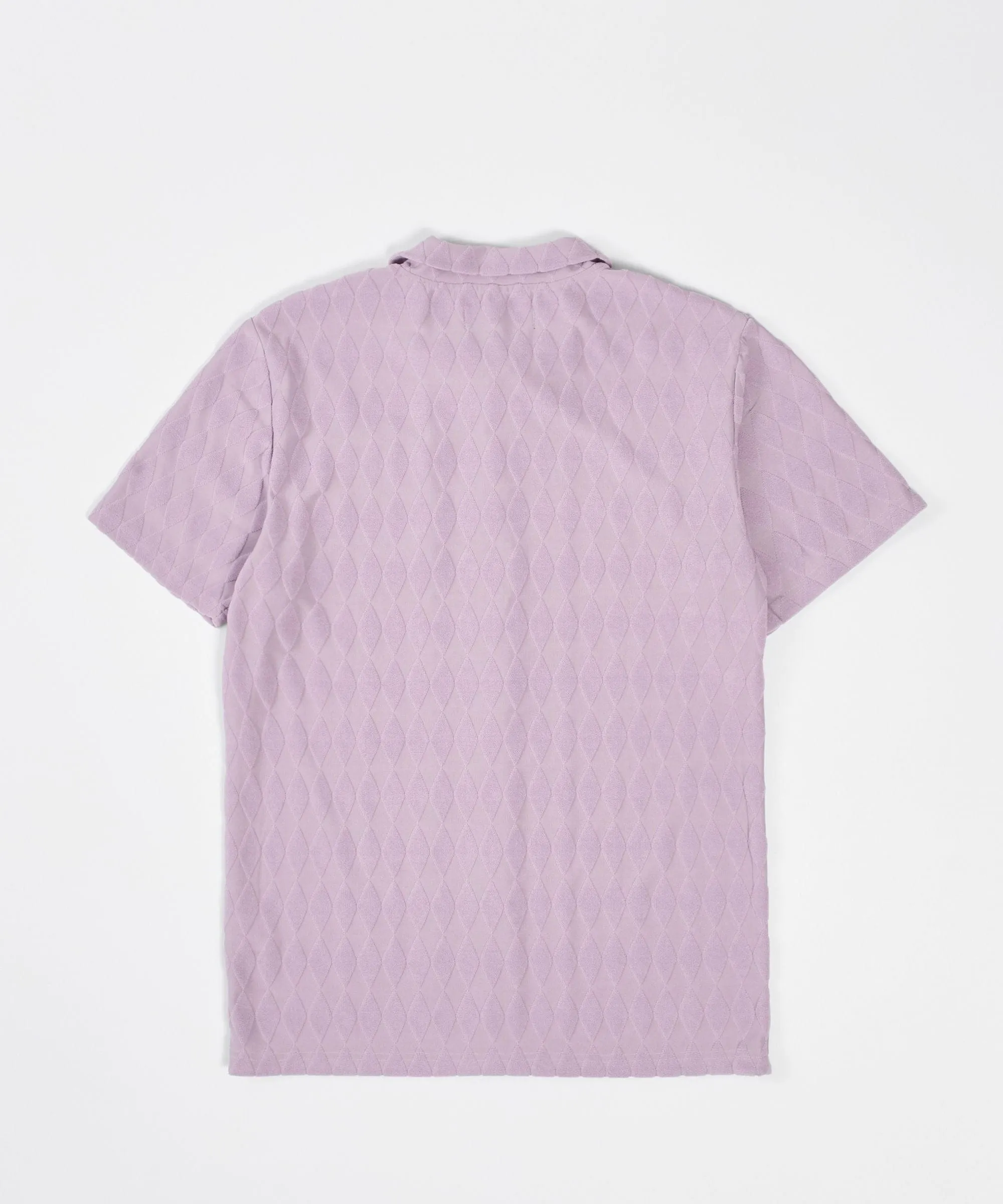 Flash Sale Diamond Plate Towel Color Blocked Short Sleeve Button Down Shirt - Mauve  Going Fast!