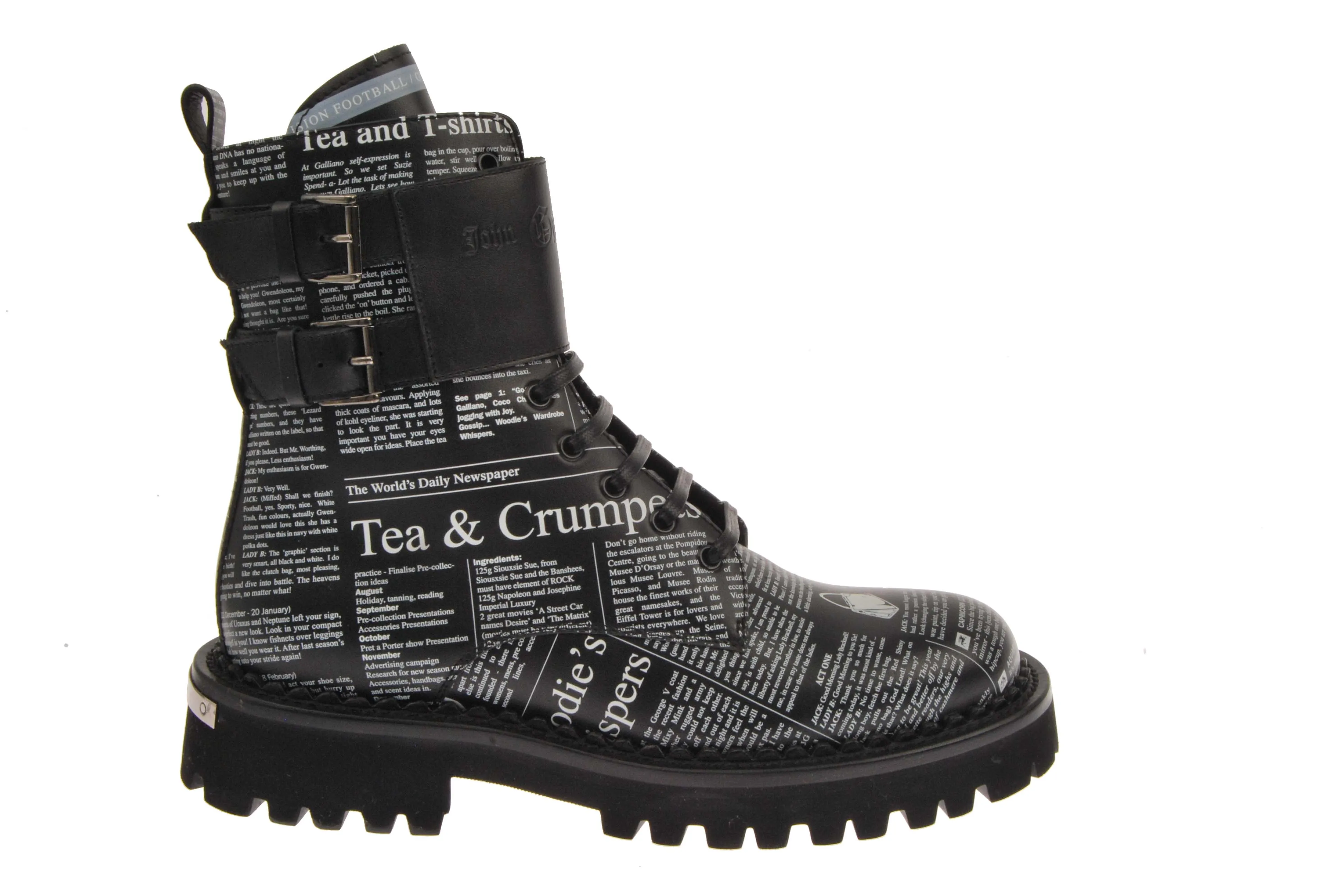 Flash Sale Newsprint Boot with Ankle Monk Straps  Dont Miss Out!