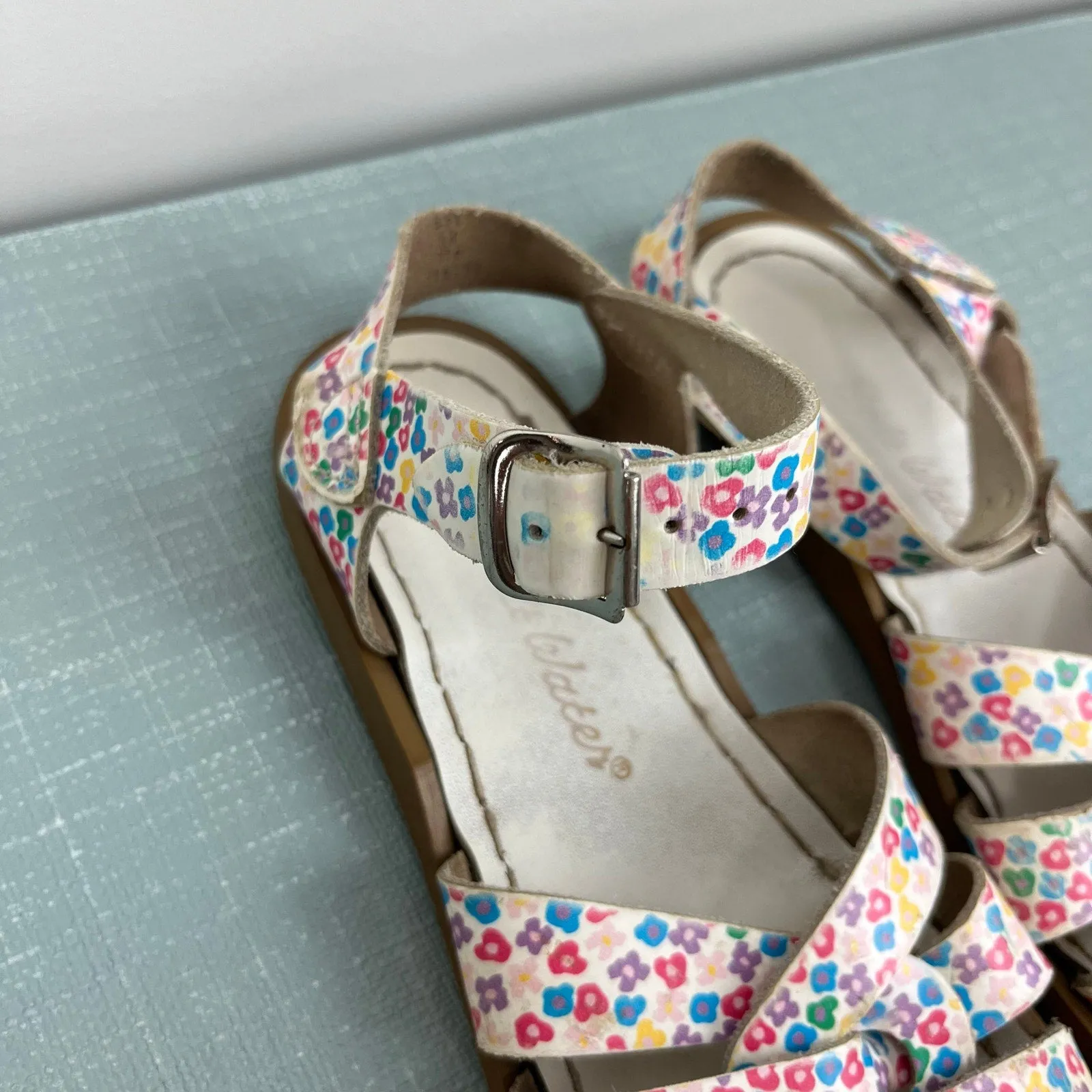 Flash Sale Salt Water Original Girls Floral Leather Sandals 13  Dont Miss Out!